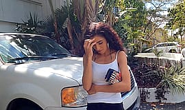 Ex-Cheerleader Ginger Bytes Gets Tricked Into Fucking In Her Garage